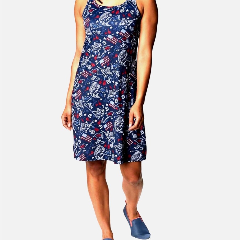 Columbia Navy and Red Graphic Shirt